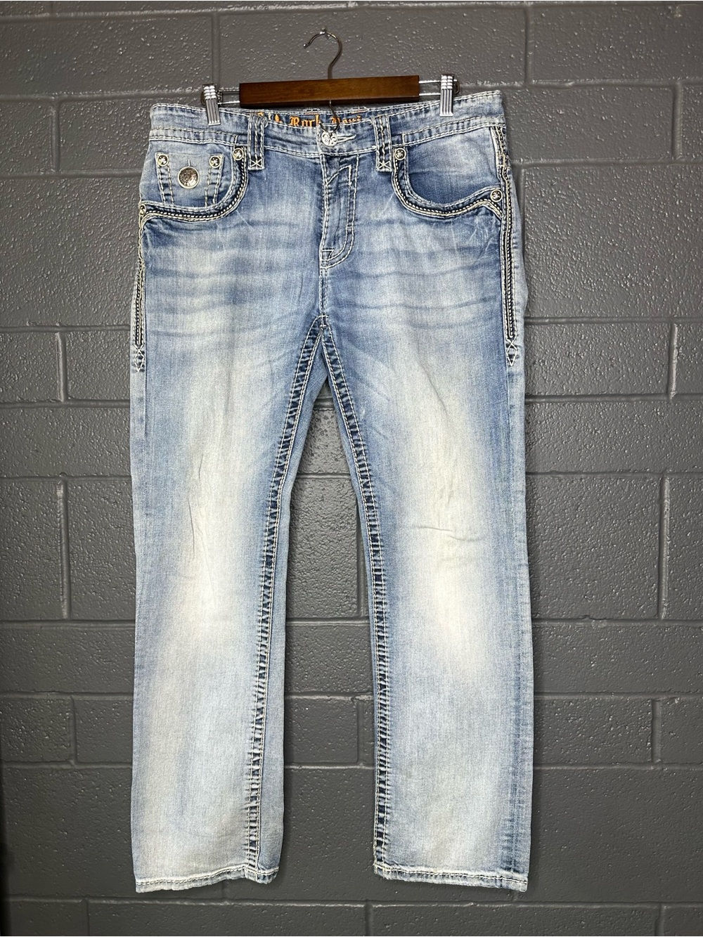 Rock Revival Brand - Light Wash Blue Jeans - Straight Leg - Women’s 34 - Picture 2 of 13